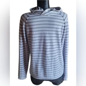 Jack and Jones Knit White and Blue Striped Hoodie S